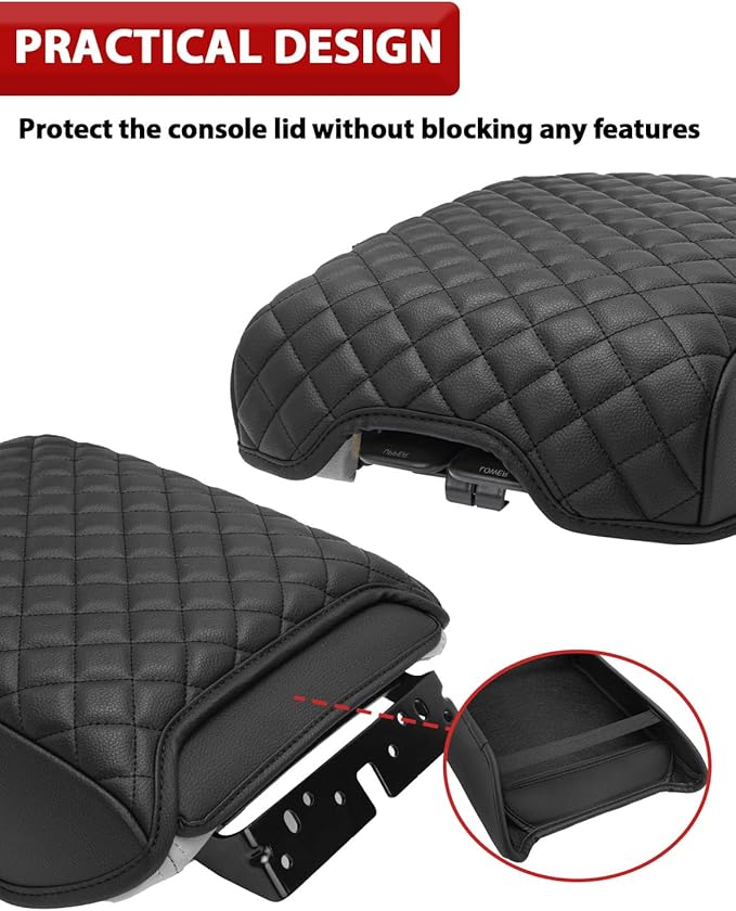 KBH Center Console Cover for 2013-2020 Infiniti QX60 & JX35, Nissan Pathfinder Accessories, Vinyl Leather Trim, Armrest Full Protector Arm Rest Cushion Pad, Anti-Scratch, Black