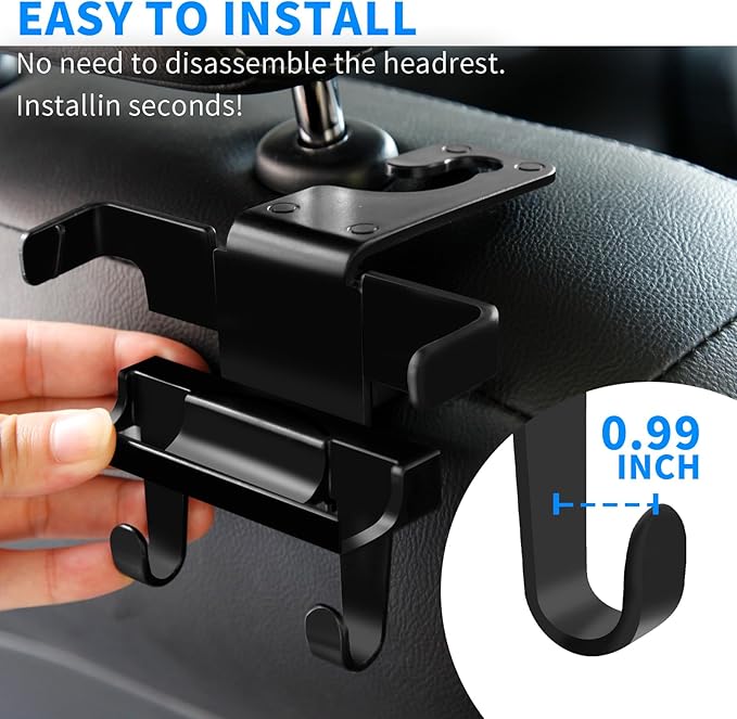 Upgraded Car Headrest Hidden Hook 2 in 1 Car Seat Hooks with Phone Holder for Purse, Hangers Vehicle Organizer ，Durable Hanger Storage Holder Organizer