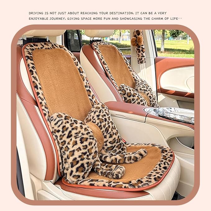 Leopard Print Bow Lumbar Support Pillow for Office Chair and Car Seat, Back Pain Relief, Versatile Use Lower Back Cushion, Memory Foam, Adjustable Straps, Lumbar Support Pillow for Gaming Office Chair