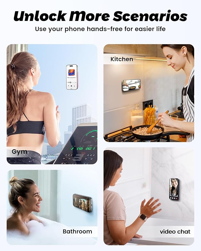 amBand Magnetic Suction Phone Mount for MagSafe Case, Silicone Sticky Grip Secure Holder for iPhone, Hands-Free Taking Photo/Recording Video/Live Streaming for Instagram Influencer/Creator, Hot Pink
