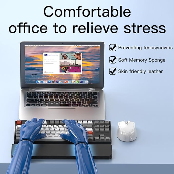 Ergonomic Keyboard Wrist Rest Cleaning Kit, 22 in 1 Cleaning Kits Wrist Rest for Keyboard, Non-Slip Springy Sponge Keyboard Rest Pad with Deep Cleaning Cleaning Tools for Earbuds, Lens, Charging Port