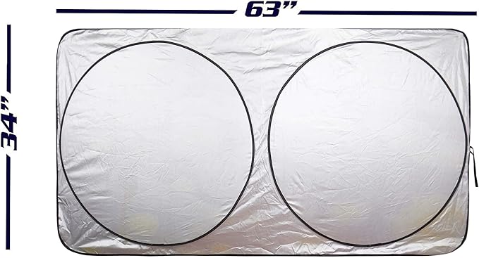 Car Windshield Sunshade Cover Sun Shade. 210T Reflective Polyester Blocks Heat and Sun. Foldable Sun Shield that Keeps Your Vehicle Cool (Large 63 x 33.8 in)