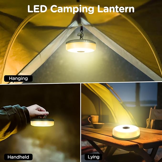 OGERY 3-Pack Camping String Lights, 4 in 1 Quick Storage 32.8FT Rechargeable Tent Lights String with 8 Lighting Modes, Hanging Waterproof Portable LED Lamp for Outdoor Patio Awning Party Essentials
