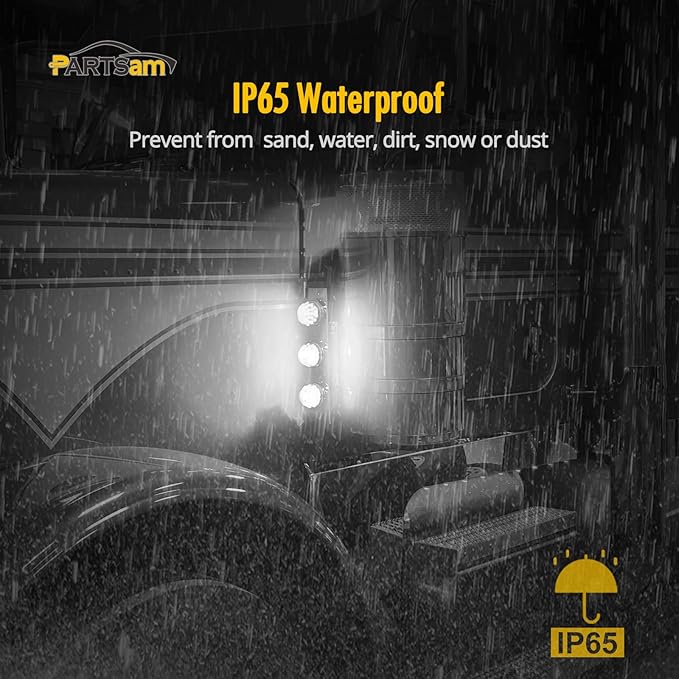 Partsam 1PCS Dual Revolution 17 Led Watermelon Light for Semi Truck, Amber Turn Signal and Marker to White Auxiliary Light, Underglow Lights Compatible with Freightliner Kenworth Peterbilt