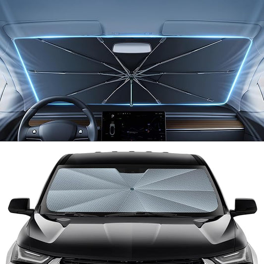Autorder Windshield Sun Shade Umbrella for 2018-2023 Chevy Chevrolet Traverse SUV Accessories,Upgraded Ice Crystal Material,Easy Setup Umbrella Sunshade for Car Windshield,100% Sun Blocking