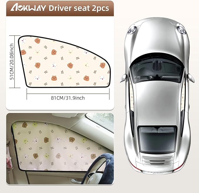 Aokway Car Window Shade (2Pack) – UV-Blocker Magnetic Side Window Sunshade for Driver and Passenger | 99% UV Protection for Sedan/SUV | Roll Windows Down, Enhance Privacy & Comfort While Driving