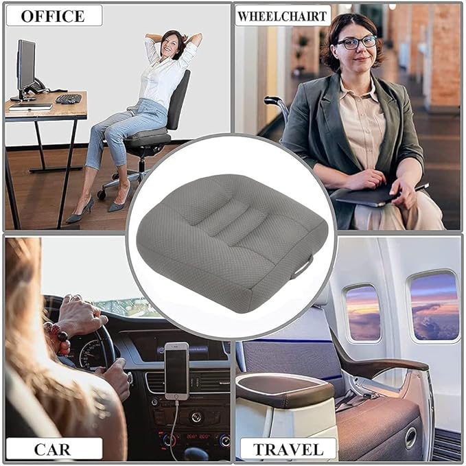 SEAHOME Car Booster Seat Cushion Heightening Height Boost Mat,Breathable Mesh Portable Car Seat Pad Fatigue Relief Suitable for Trucks,Cars,SUVs,Office Chairs,Wheelchairs (Grey)