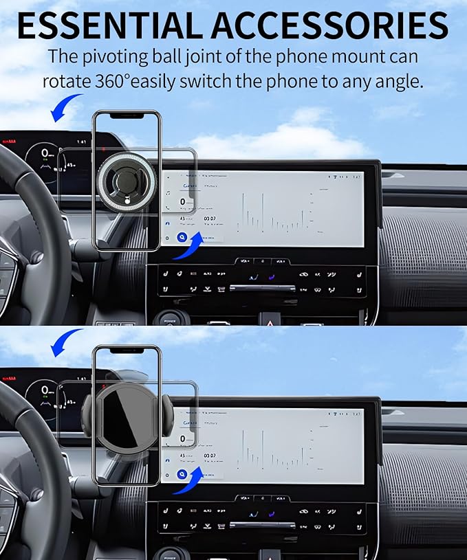 Magnetic Car Phone Mount for 2023-2025 Toyota BZ4X / Subaru Solterra, for MagSafe Strong Magnets Cell Phone Holder 8/12.3-Inch Touchscreen Cradles, with Portable Phone Gripper 360° Rotation
