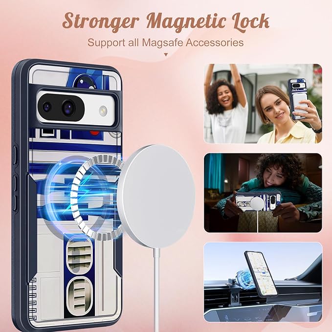 for Google Pixel 8A Case 6.1 Inch - Compatible with MagSafe Women Girls Boys Cute Magnetic Protective Cover Cool Blue Unique Heavy Duty Shockproof Design for Google Pixel 8A Phone Cases