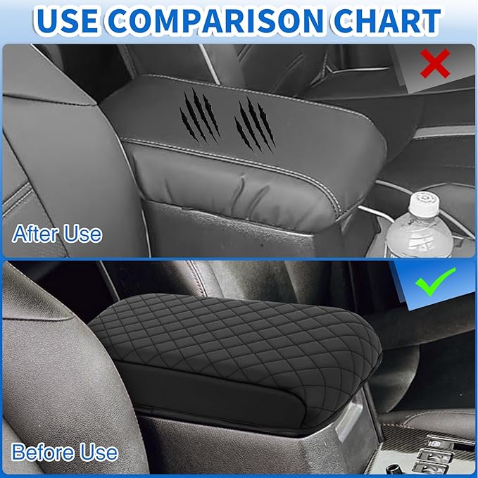 Nilight Center Console Cover Compatible with Toyota 4Runner 2010-2021 2022 2023 2024 PVC Leather Armrest Cover for Car Middle Console Cover Center Console Cushion Pad Car Armrest Box Cover,Black