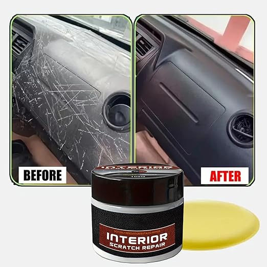 Dashboard Scratch Repair Kit, 100g Dashboard Restorer Interior with Sponge, Portable Scratch Repair Wax for Vehicle Parts, Car Wax Polish, UV Protection Scratchs Remover for Car Interior