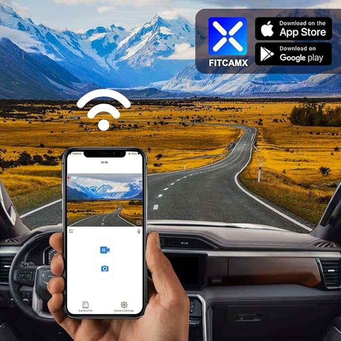 Fitcamx 4K Dash Cam Suitable for GMC Sierra 1500 2500HD 3500HD (HD2-9135, 5 Vents in Front) 2020-2026, Integrated OEM Look, UHD 2160P Video, WiFi & APP, Loop Recording G-Sensor, Easy to Set, 64GB Card