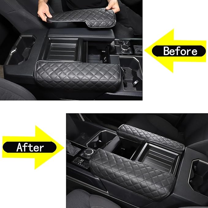 2PCS Center Console Armrest Cover for Toyot@ Tundra 2022-2025 /Sequoia 2023-2025 Accessories, Leather Front Seat Armrest Box Cushion Protector Waterproof Anti-Scratch (Left-Hand Drive)