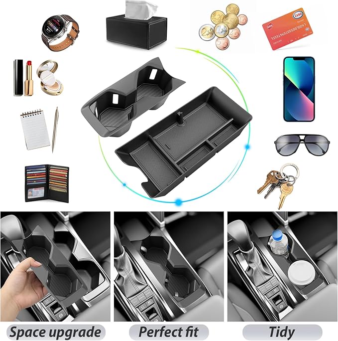 SKTU 2Pcs 2025 2026 Camry Center Console Organizer for 2025 2026 Toyota Camry (LE/SE/Nightshade/XLE/XSE) Cup Holder & Console Tray Toyota Camry 2025 2026 Accessories Durable Cup Pad Tray