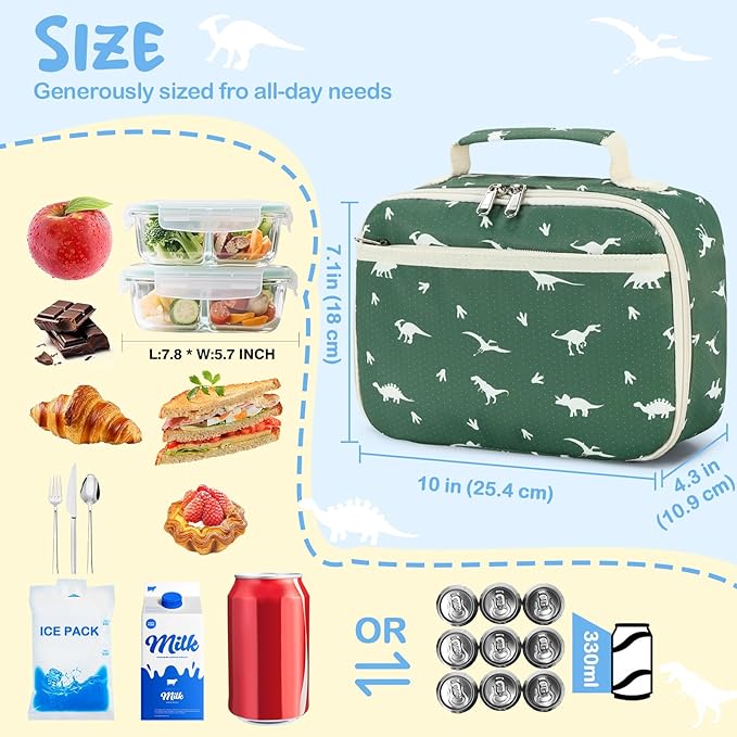 CAMTOP Lunch Box Kids Boys Insulated Lunch Cooler Bag Reusable Lunch Tote Kit for School Travel