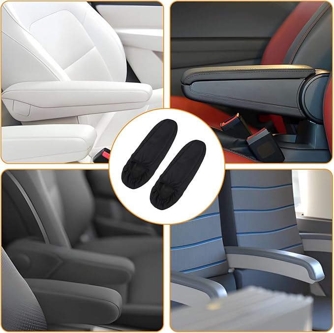 4 Pcs Arm Rest Cover for Car, Car Armrest Cover Armrest Covers for Cars Front Auto Seat Armrests Protectors Arms Rest Replacement Elastic Protector Vehicle Interior Decor(Black)