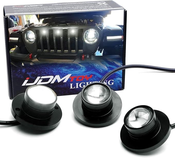 iJDMTOY 3pc Set Pre-Runner Style 12-SMD Xenon White LED Grille Clearance Light Kit Compatible with Jeep Wrangler JL or Gladiator JT