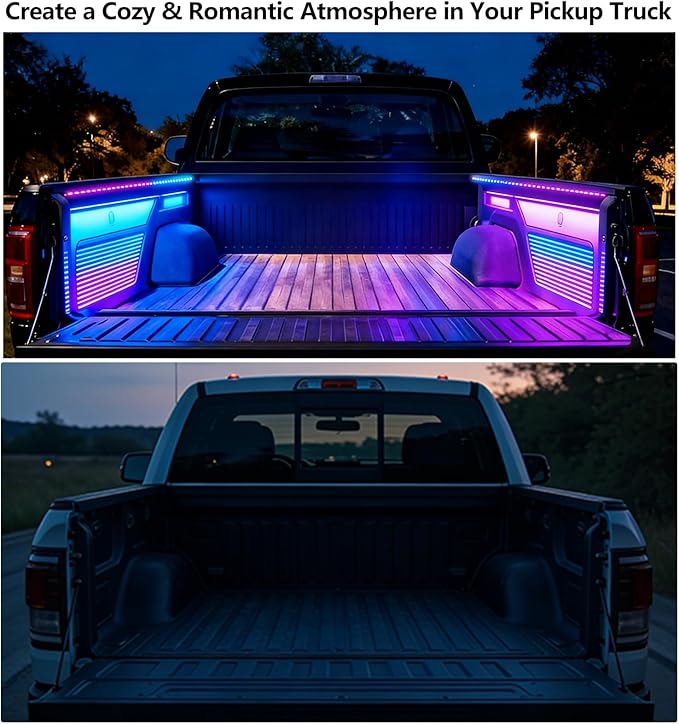 Truck Bed Lights 2Pcs - Multicolor 16 Million Colors,APP & Built-in Control,IP67 Waterproof,Music Sync,12V DC,60-Inch