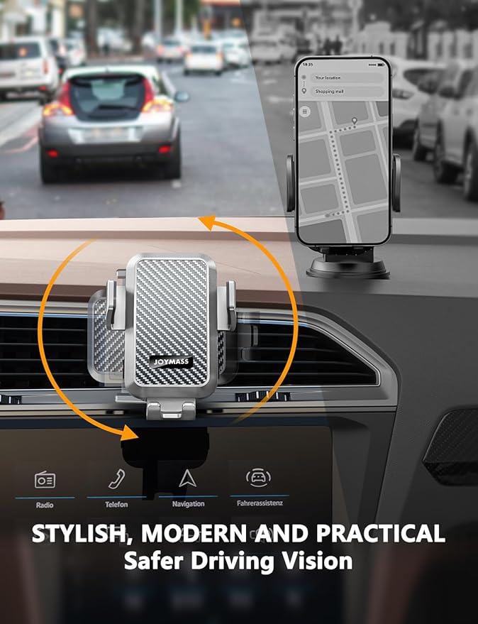 JOYMASS Wireless Car Charger, 15W Fast Charging Auto Clamping Car Charger Cell Phone Holder Mount Vent for iPhone 15 14 13 12 Mini Pro Max, Samsung Galaxy S24 Ultra S23 S22 S21+ Note 20, etc - Silver