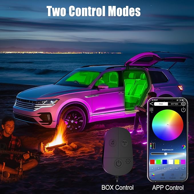 Honalia Car Lights Interior, LED Lights for Car Interior with APP Control, Truck Inside Lights with DIY Mode and Music Mode, Ambient Lighting for Men, DC 12V