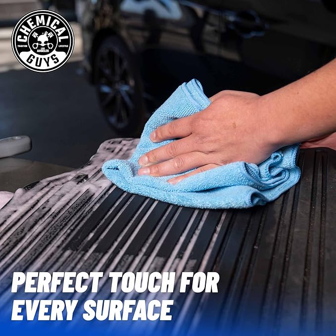 Chemical Guys Workhorse Professional Microfiber Towels, Blue - 6 Pack Ultra-Soft Blend Detailing Towels for Wax, Glaze, Interior, Glass & All-Purpose Cleaning 16" x 16"