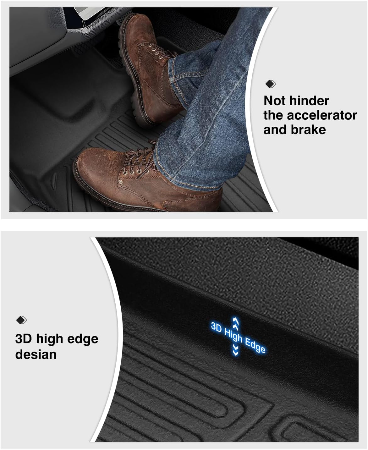 Powerty Floor Mats for 2022 2023 2024 2025 Nissan Frontier Accessories All Weather Floor Liner 3D TPE 1st & 2nd Row Floor Mat Heavy-Duty Floor Liners (Crew Cab with 2nd Row Under-Seat Storage)