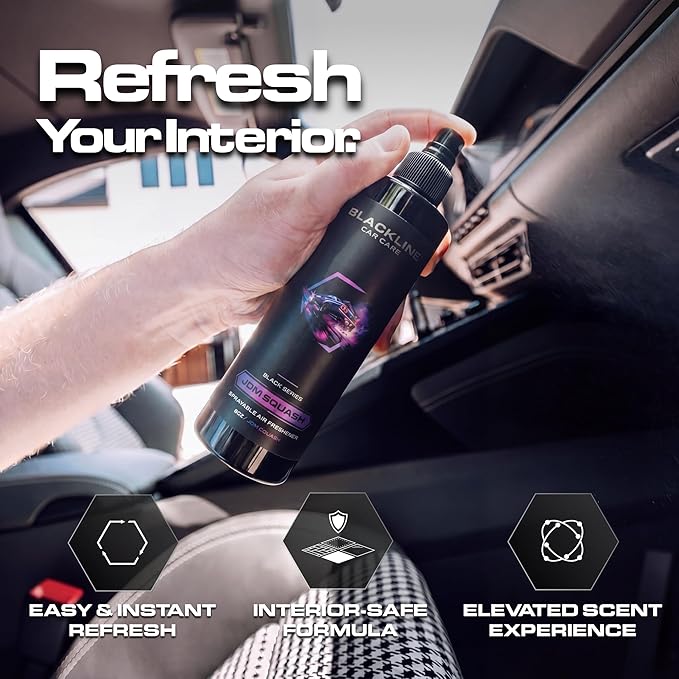 Blackline Car Care - JDM Squash Car Air Freshener, Long-Lasting, Oder Eliminator, for Cars, Trucks, SUV, or Home Use - 8 fl OZ - Air Freshener - JDM Squash Spray