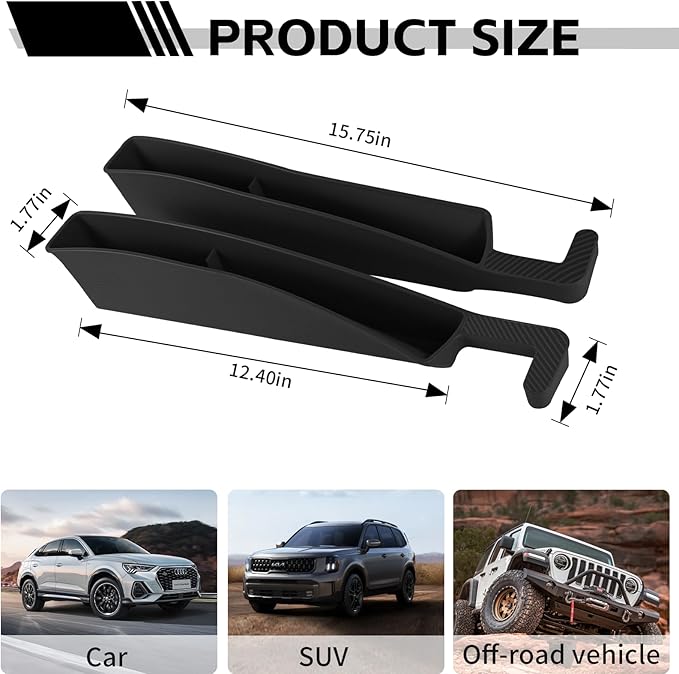 2PCS Car Seat Gap Filler Organizer, Multifunctional Seat Gap Storage Box for Phone Key, Stop Things from Dropping Between Seat and Console, Universal Interior Car Accessories (Black)