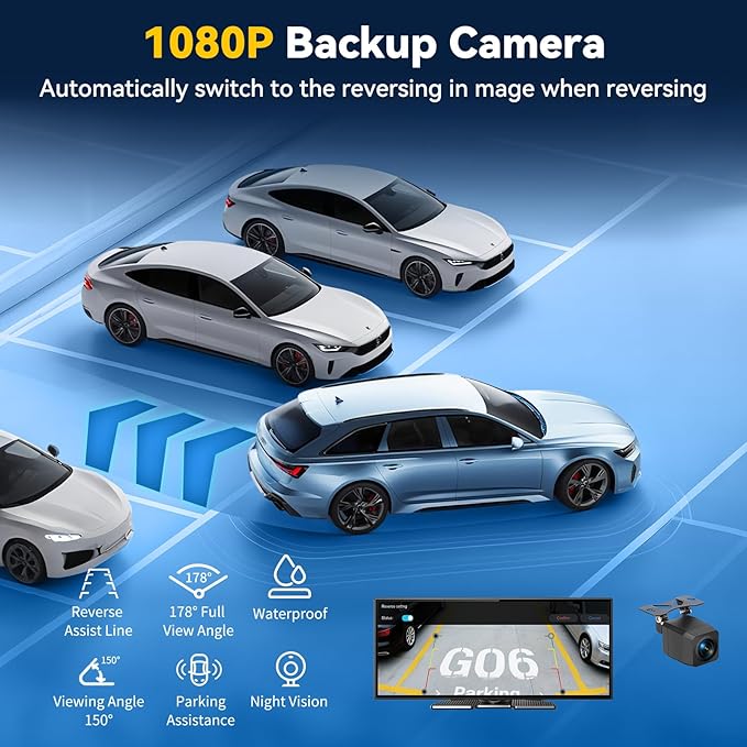 11.5" Largest Wireless Carplay HD Screen for Carplay & Android Auto Car Stereo with 4K Dash Cam 1080P Backup Camera, GPS Navigation/Bluetooth/Mirror Link/Voice Control/AUX/FM/Siri