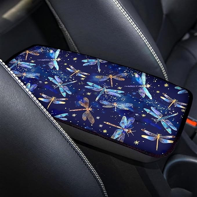 Dragonfly Universal Center Console Armrest Soft Pad Protector Cover Non Slip Fits for Most Vehicle,SUV,Truck Car Decoration