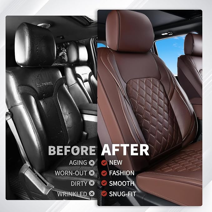 Huidasource Front Seat Covers Fit for Toyota Tacoma 2016-2023 SR SR5 Limited TRD Sport/Pro/Off Road All Cab Front Row, 360° Full-wrap Leather Automotive Car Seat Cushion Cover (Front Pair/Coffee)