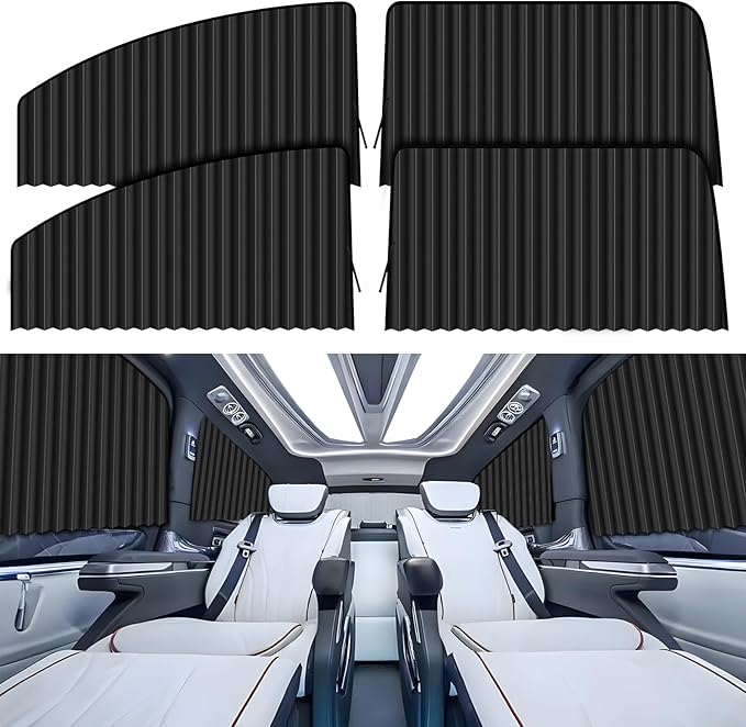ZATOOTO Blackout Window Shades 4 Pack - Magnetic Sun Shade for Side Windows, Privacy Car Blind Curtains, Baby, Pet, Camping, Travel