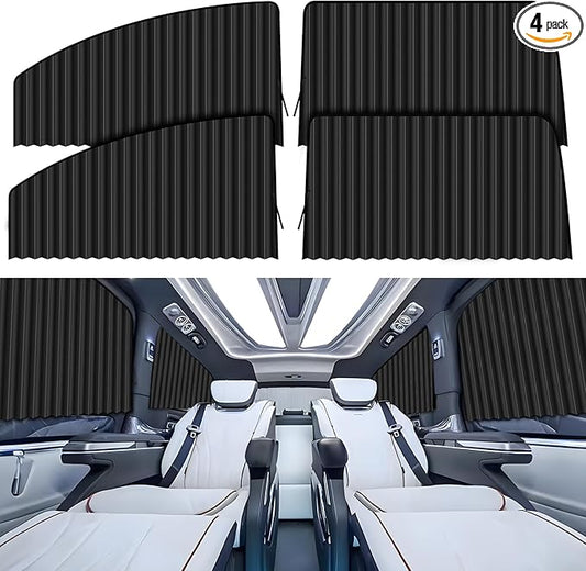 ZATOOTO Blackout Window Shades 4 Pack - Magnetic Sun Shade for Side Windows, Privacy Car Blind Curtains, Baby, Pet, Camping, Travel