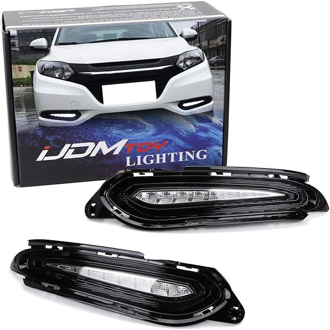 iJDMTOY Lower Bumper Switchback LED Daytime Running Lamp Assy Compatible With 2016-22 Honda HR-V, White DRL w/Amber Turn Signal Flash Feature