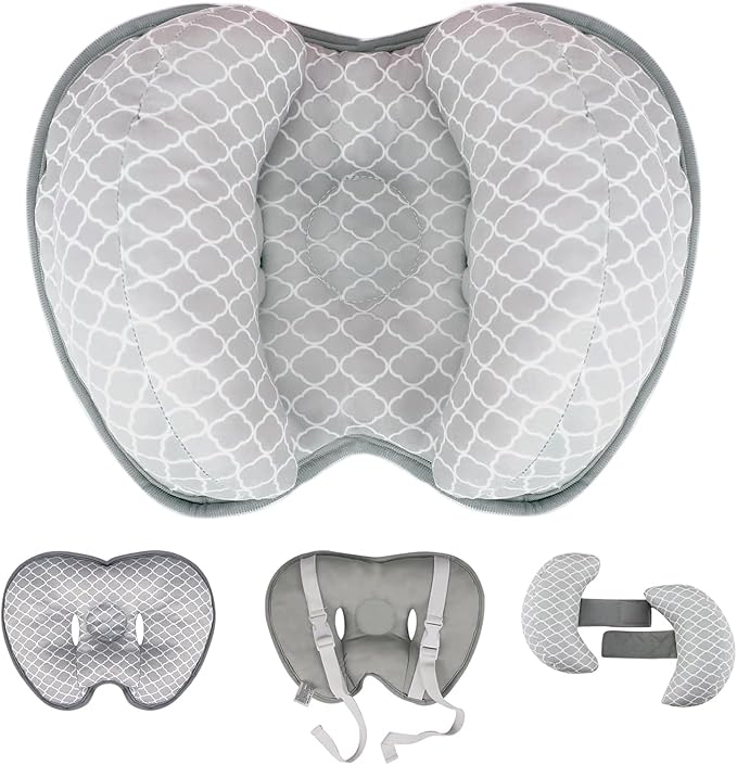 KAKIBLIN Baby Neck Pillow for Head, 2 in 1 Travel Pillow Baby Car Seat Head Support Banana Neck Pillows for Infants Small Boys and Girls, Support for Stroller,White Cloud