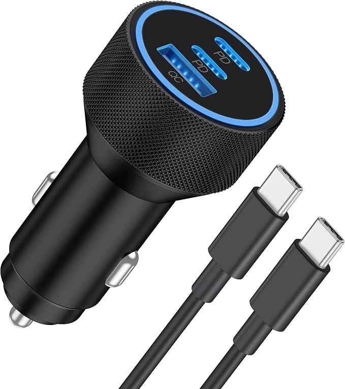 WODENTA for iPhone 17/16/15 Pro Max Car Charger, 67W 3-Port Fast USB C Car Charger Power Cigarette Lighter Adapter with 3FT USB C to C Cable for iPhone 17/17 Pro/Air/17e/16/15 Pro Max/Plus/16e, iPad