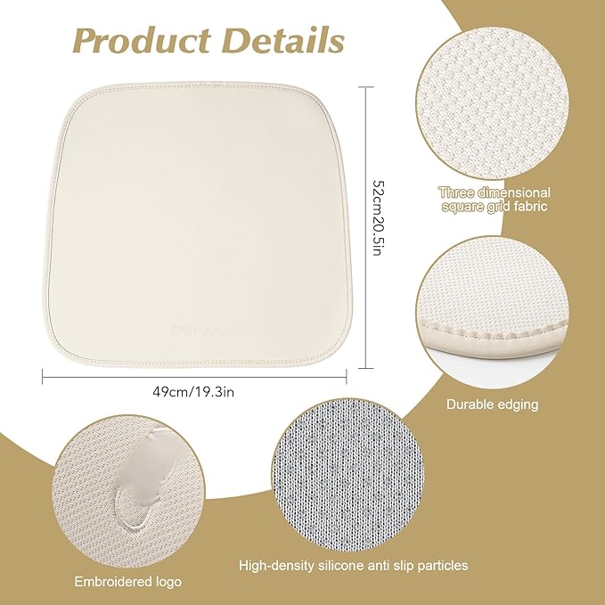 KEYOOG 2PCS Car Seat Covers Cushion, for Car Seat Office Chair, Prevent Seat Dirt, Thin and Breathable, Do Not Affect Seat Ventilation Functions, with Non Slip Bottom, 20.5"x19.3" Beige