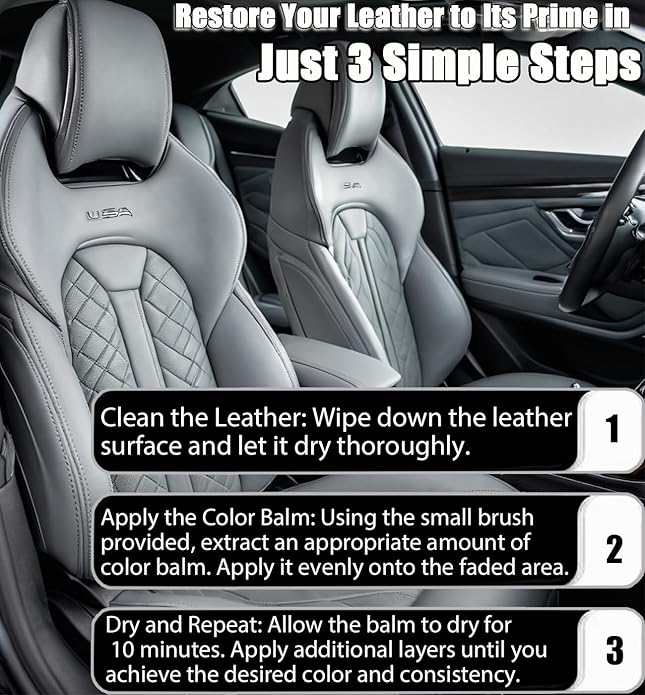 Leather Recoloring Balm, Leather & Vinyl Color Restorer Conditioner – Repairs Faded & Scratched Leather Color
