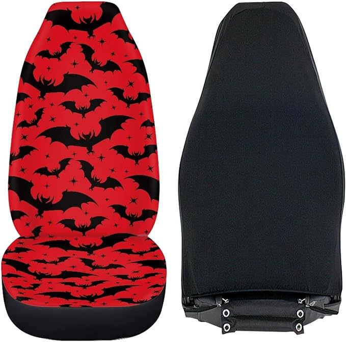Halloween Bat Car Seat Covers Universal Front Car Seats Breathable Anti-Slip Back Fabric Removable Automotive Accessories Suitable for Cars, SUV and Trucks
