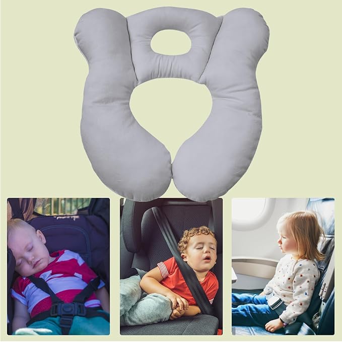 Baby Travel Pillow, Infant Kid's Cushion Soft and Skin Friendly for Car Seat, Pushchair and Stroller (Grey)