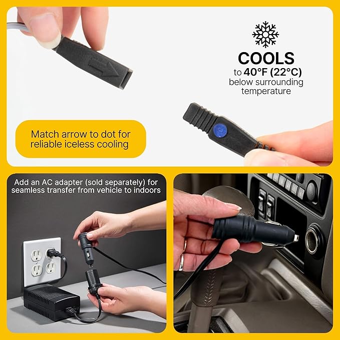 Koolatron Electric Portable Cooler Plug in 12V Car Cooler Bag, 14 qt (13 L) Black/Gray Soft-Sided No Ice Thermo Electric Portable Fridge for Camping, Adjustable Shoulder StrapTravel Road Trips.