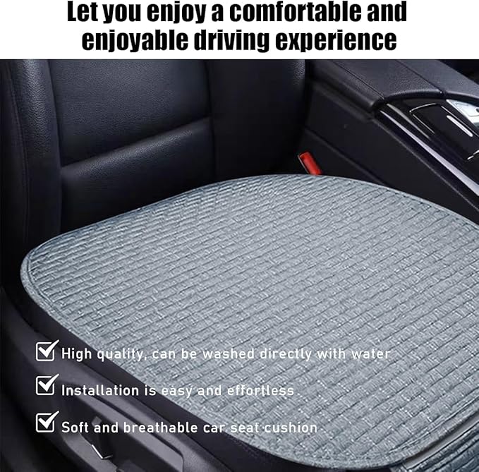 2PCS Car Seat Bottom Cover Pad, Comfortable Auto Front Seat Button Cushion Pad with Pocket, Breathable Vehicle Seat Protector Mat, Universal Truck SUV Van Car Accessories (Gray)