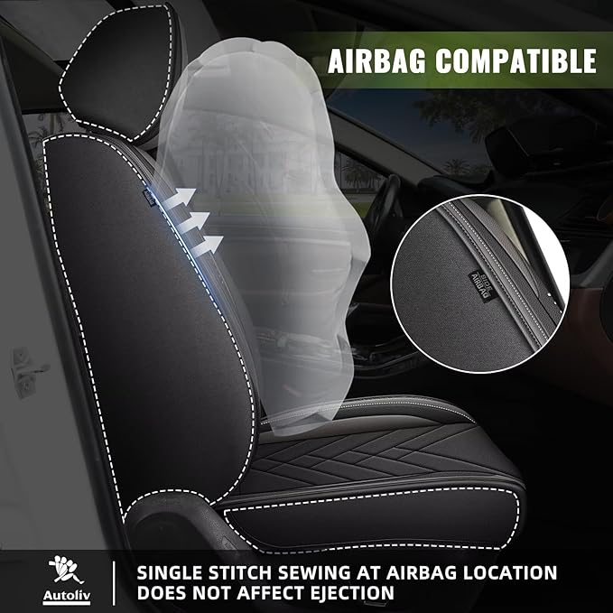 AOMSAZTO Full Set Seat Covers Fit for VW/Volkswagen Passat 1999-2022: 2 Row 5 Seats Faux Leather Waterproof Seat Covers Automotive Seat Cushion Protector(Black&Grey)