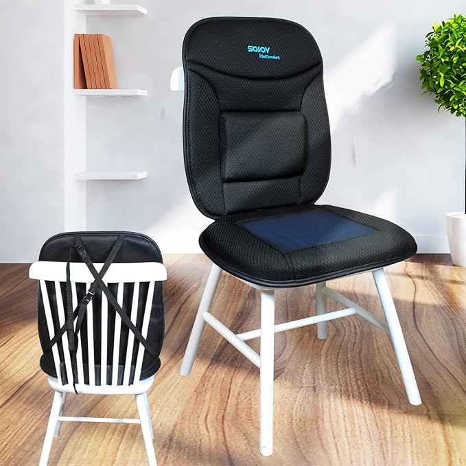 Sojoy Truck Seat Cushion with Firm Lumbar Support,Gel Seat Pad with Upper Lower Back Support Pillow for Office,Car,Truck, Pain Relief Coccyx Seat Cushion