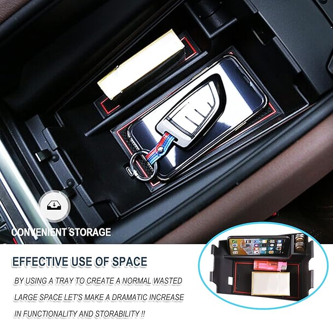 Ruiya 2020-2026 X5/X6/X7 Center Console Organizer for BMW X5/X6/X7 2026 Accessories ABS Material Middle Console Organizer Compatible with 2020 2021 2022 2023 2024 2025 2026 BMW X5/X6/X7