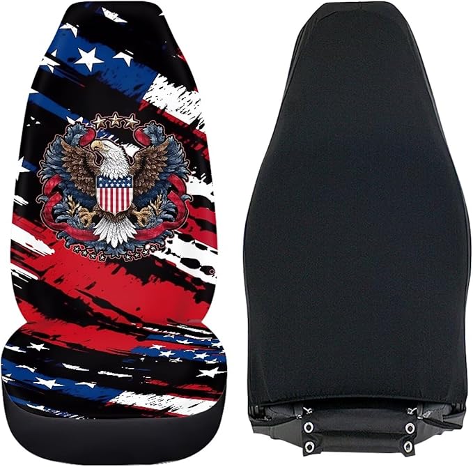 ELEQIN 250 Years America Anniversary Car Front Seat Cover, 2 Packs Car Seat Protector, Nonslip Cushion Cover for Cars, Trucks & SUVs Auto Interior Decor, 250th Independence Day Freedom