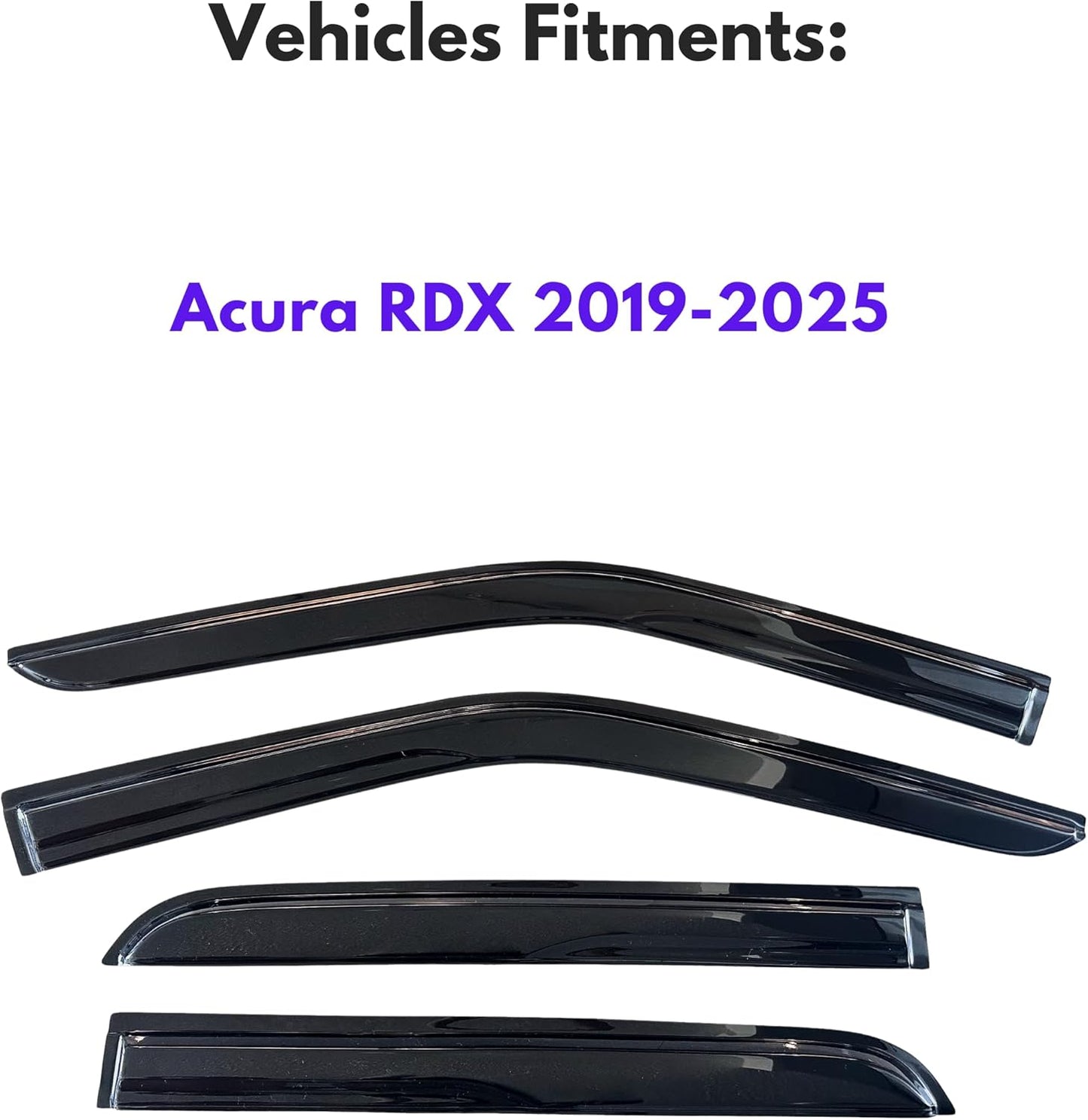 KPY Window Visor Compatible with Acura RDX 2019-2025, 4PC Rain Guard Side Window Vent Deflectors Tape-On Mugen Style, 2019 2020 2021 2022 2023 2024 2025