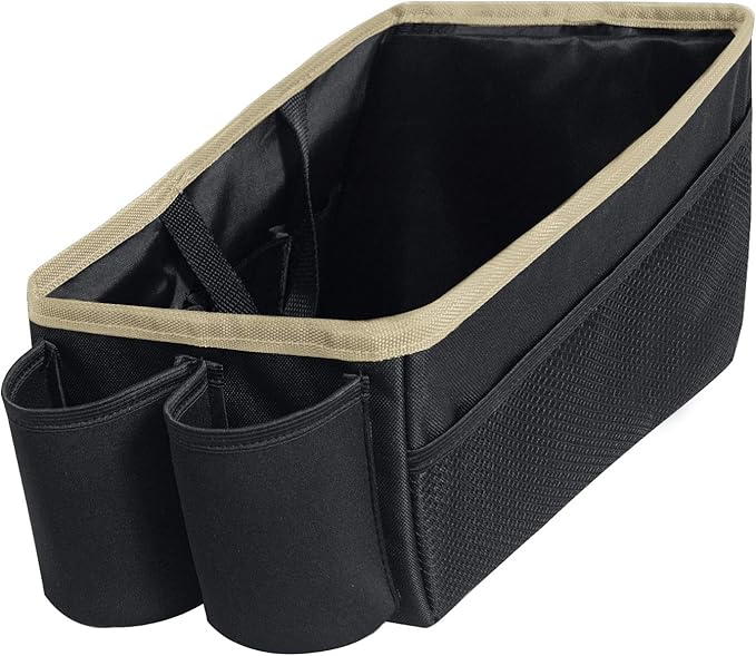 FH Group E-Z Travel Multi-Use Beige Car Organizer with Cup Holders | Back Seat Storage Beige