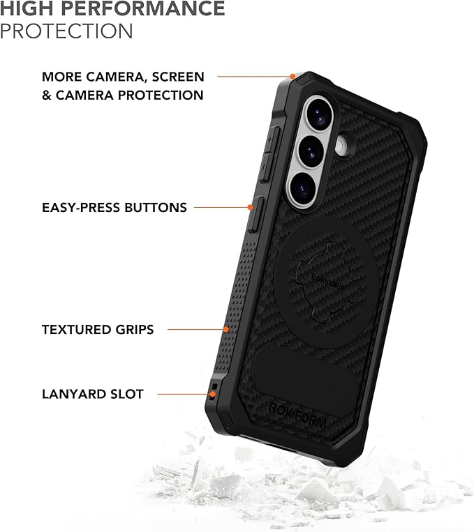 Rokform Rugged Case for Galaxy S26, Magnetic Cover, Drop Tested Armor (Black)