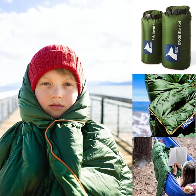 Horizon Hound Puffy Down Camping Blanket - Outdoor Travel Quilt | Sustainable, Insulated, Lightweight & Warm Gear for Sleep, Camping, Stadium, Hiking & Festivals | Water Resistant, Packable & Compact